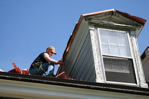 copper standing seam roof in progress