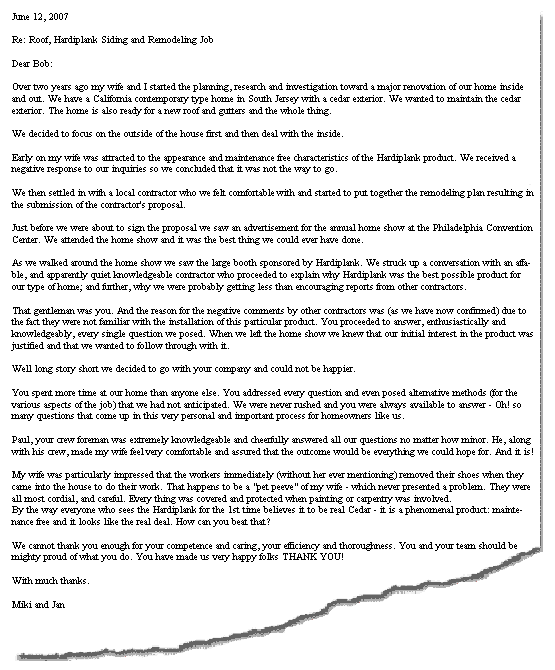 customer letter