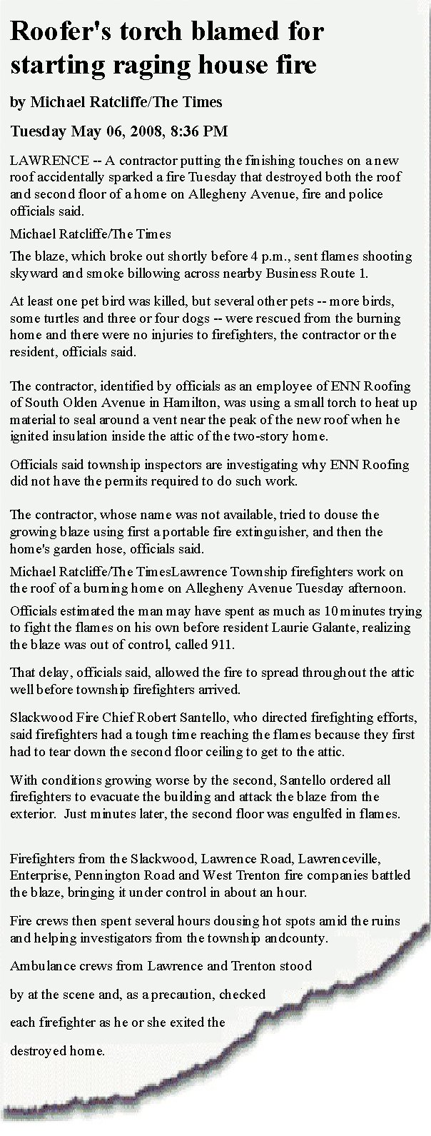 lAWRENCE tWP nj rOOFER fIRE